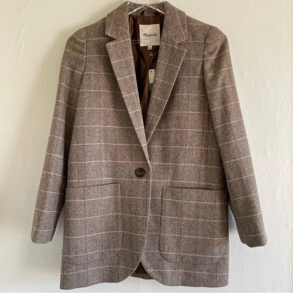 Madewell Larsen Blazer in Brown Plaid Size XXS